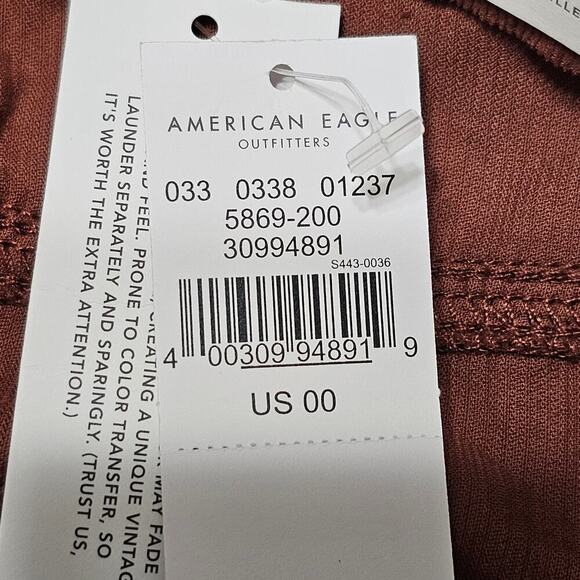 AEO Corduroy Mom Short Rust Orange Size 00 NWT - Picture 6 of 6